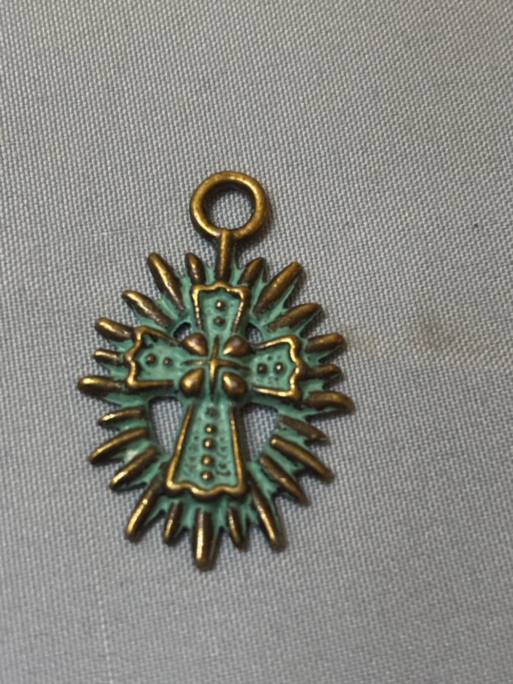 Turquoise Patina Cross Burst Pendant